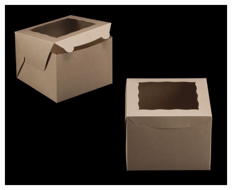 Photo 1 of 100 PIECES -  8" x 8" x 6" Brown/Brown Lock & Tab Box with Window
