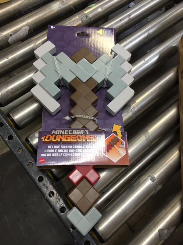 Photo 2 of Minecraft Dungeons Deluxe Foam Roleplay Double Axe, Lifesize Battle Toy with Sound Effects for Active Play, Gift for Kids Age 6 and Older
