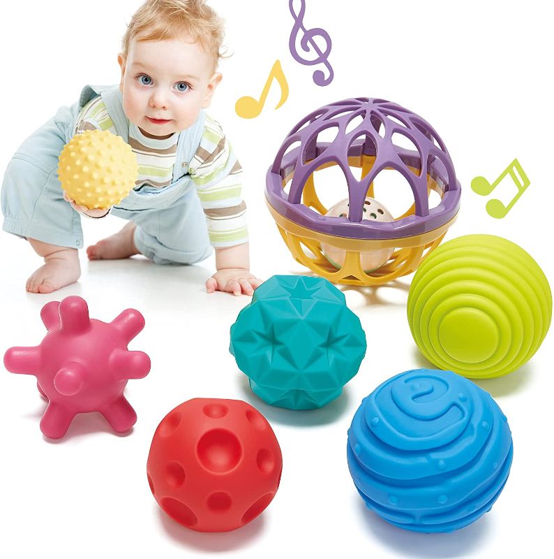 Photo 1 of hahaland Sensory Balls for Baby Sensory Toys 6-12 Months Toddlers 1-3 Textured Hand Catching Balls Baby Rattle 6 Month Old Baby Toys 3-6 9 Months Baby Toys 6 to 12 Months Sensory Development
