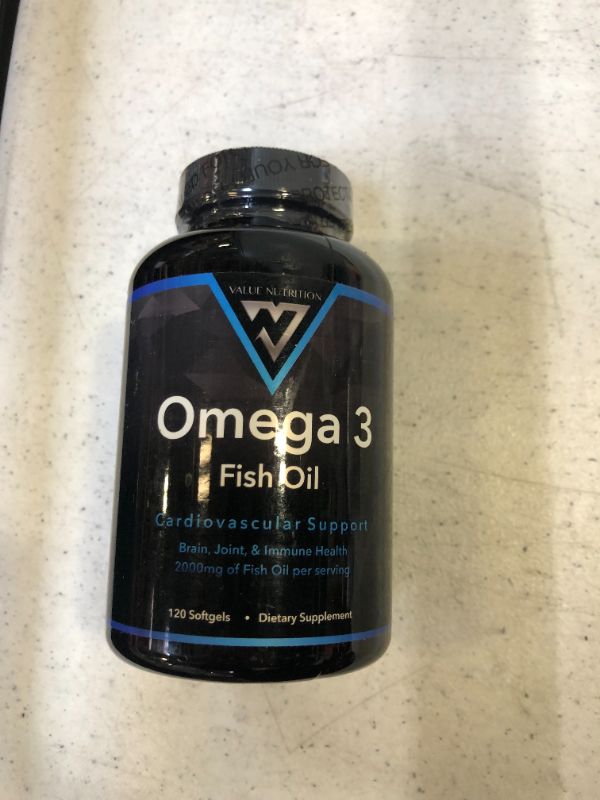 Photo 3 of Omega 3 Fish Oil - 2000 mg High Potency Burpless Softgels - Cardiovascular Support* and Promotes Brain, Joint, & Immune Health - Non-GMO - 60 Servings by Value Nutrition
EXP 07/2022