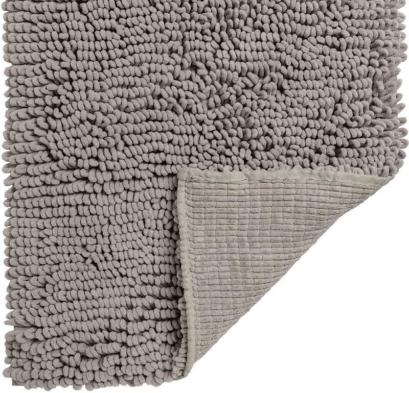 Photo 1 of Ciewpve Chenille Bath Rugs, Machine Washable Non Slip Toilet Rug, Thickened Soft Water Absorbent Bath Mat Carpet for Bathroom Shower (32" x 20", Gray)
