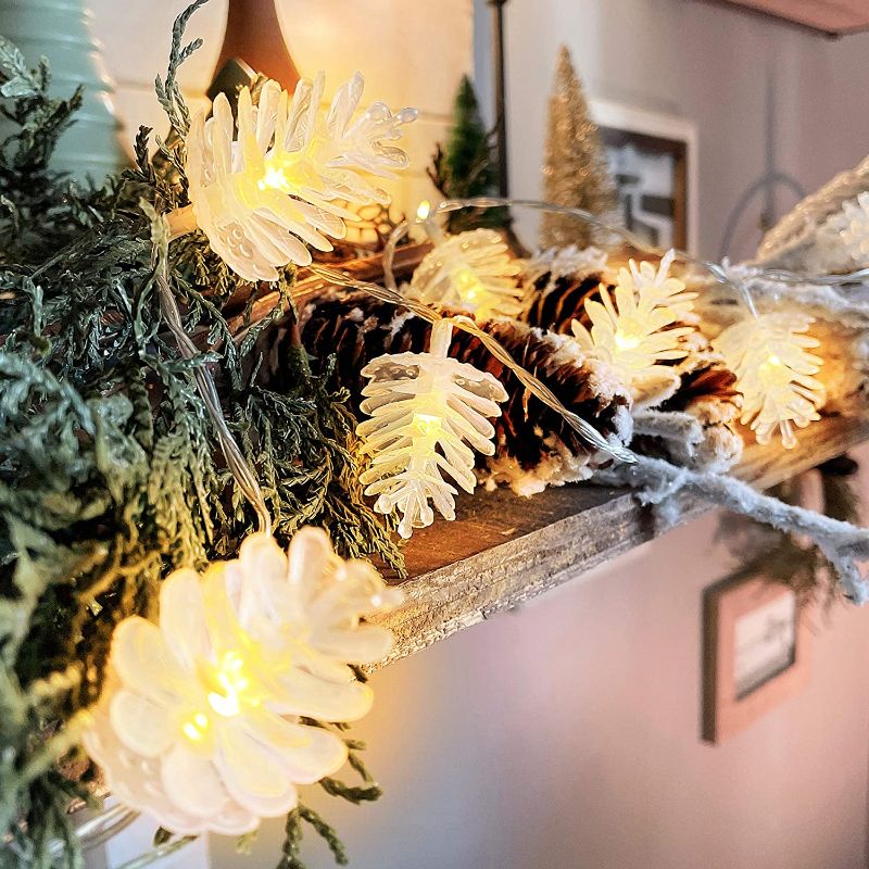 Photo 1 of Christmas Lights Christmas Indoor Decorations Pinecone String Lights with 50 Warm White LEDs Battery Operated
