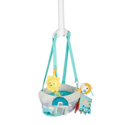 Photo 1 of Evenflo Exersaucer Doorway Jumper with 4 Removable Toys and Mirror, Sweet Skies
