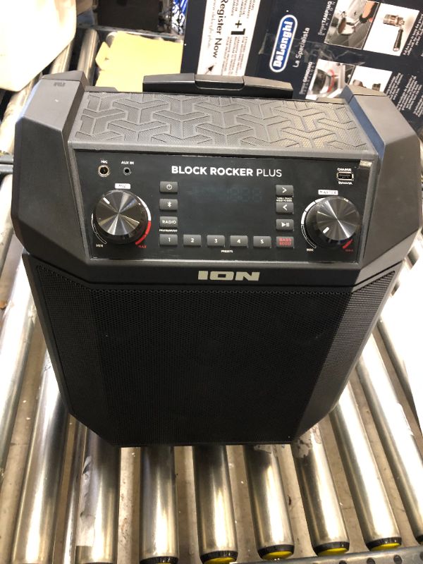 Photo 4 of ION Audio Block Rocker Plus 100W Portable Speaker, Battery Powered with Bluetooth, Microphone & Cable, AM/FM Radio, Wheels & Telescopic Handle and USB Charging For Smartphones & Tablets