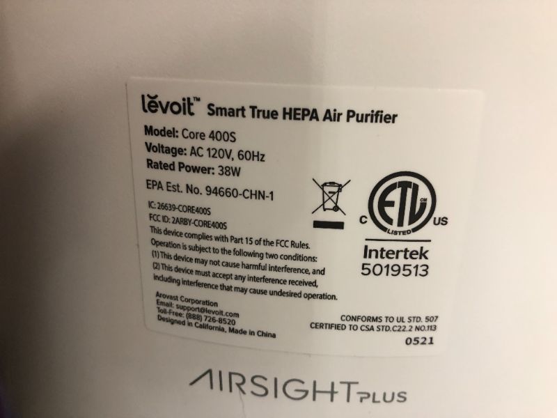 Photo 5 of LEVOIT Air Purifiers for Home Large Room, Smart WiFi and PM2.5 Monitor H13 True HEPA Filter Removes Up to 99.97% of Particles, Pet Allergies, Smoke, Dust, Auto Mode, Alexa Control, 1005 sq.ft, White