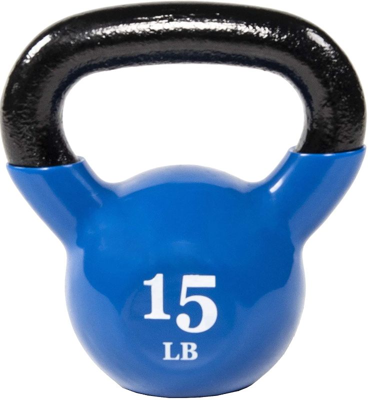 Photo 1 of  Everyday Essentials All-Purpose Color Vinyl Coated Kettlebells, 15 lbs