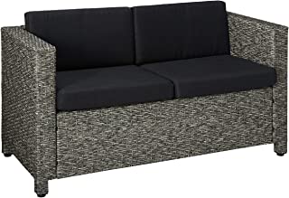 Photo 1 of Christopher Knight Home Puerta Outdoor Wicker Loveseat with Cushions, Grey / Mixed Black Cushions 25.5"D x 55"W x 27"H
 
 