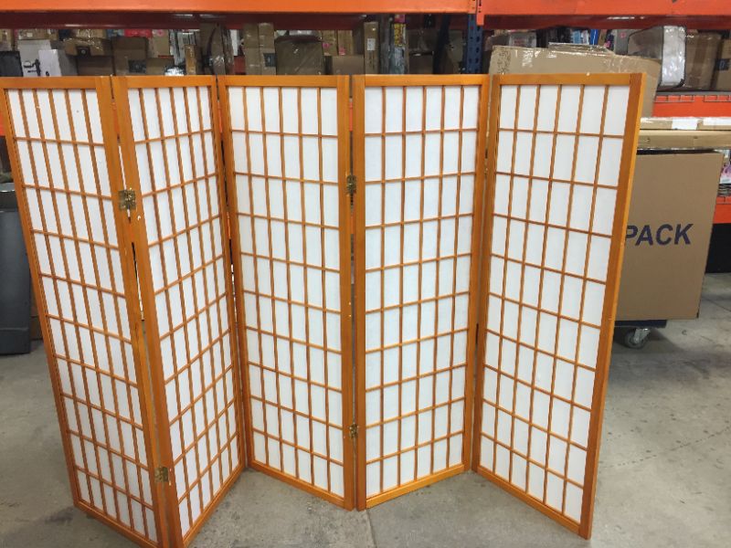 Photo 2 of 4 ft. Natural 5-Panel Room Divider