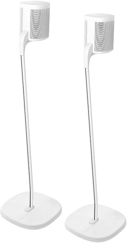 Photo 1 of GT STUDIO SONOS Speaker Stands for SONOS One, One SL, PLAY:1, PLAY:3, Premium Design Improves Surround Sound, Heavy Base, Complete Cord Concealment - (Pair, White) MISSING ONE BASE