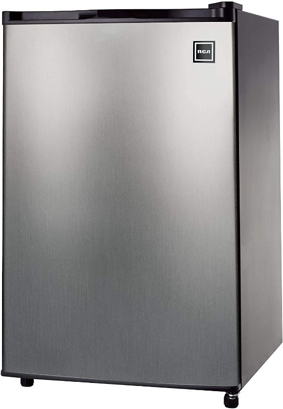 Photo 1 of RCA 4.5 Cu Ft Single Door Mini Fridge RFR465, Stainless Steel
