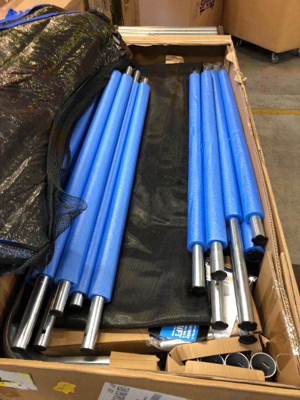 Photo 3 of SereneLife ASTM Approved Trampoline with Net Enclosure – Stable, Strong Kids and Adult Trampoline with Net – Outdoor Trampoline for Kids, Teens and Adults – Reinforced Kids, Blue,
