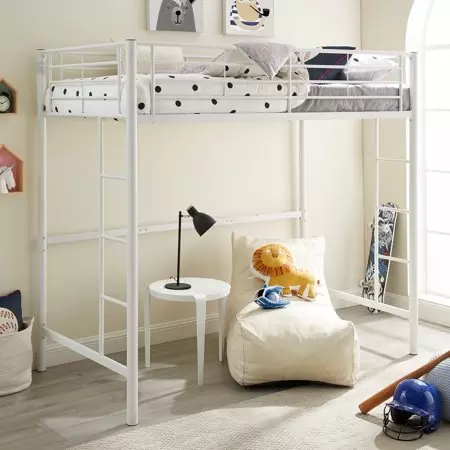 Photo 1 of  Walker Edison Premium Metal Junior Twin Loft Bed - White

