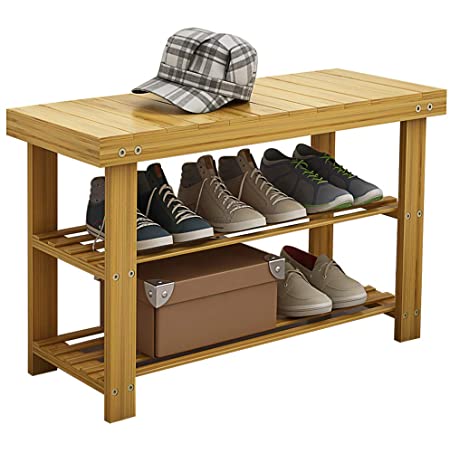 Photo 1 of 3-Tier Shoe Rack Bench Shoes Storage Organizer Shelf, DIFFERENT COLOR FROM STOCK PHOTO 