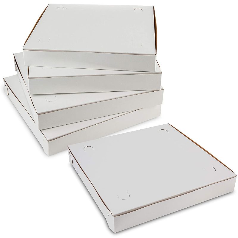 Photo 1 of 12" Length x 12" Width x 2" Depth Clay Coated White Extra Thin Lock Corner Pizza Box(10 Pieces)
