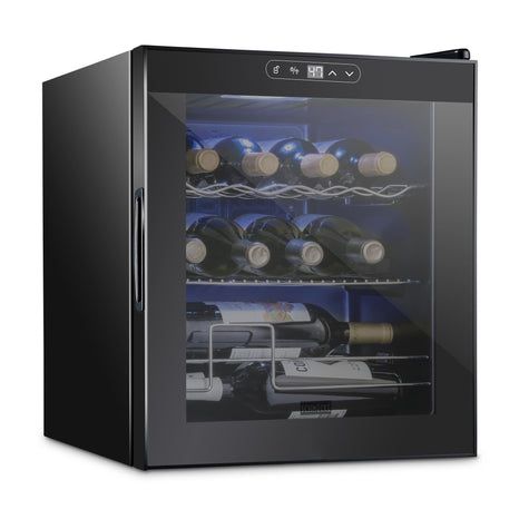 Photo 1 of 12 Bottle Freestanding 2 Shelf Wine Cooler Refrigerator with Locking Door and Digital Temperature Control
