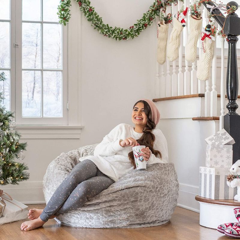 Photo 1 of Christopher Knight Home Laraine Furry Glam Grey Pebble Pattern Faux Fur 3 Ft. Bean Bag
