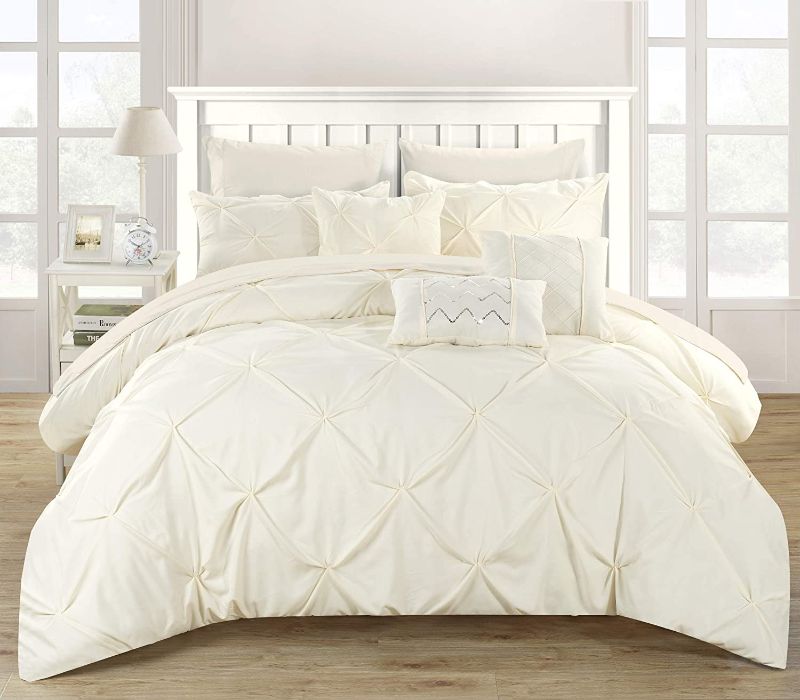 Photo 1 of Chic Home Hannah 8 Piece Comforter Set, Twin, Beige
