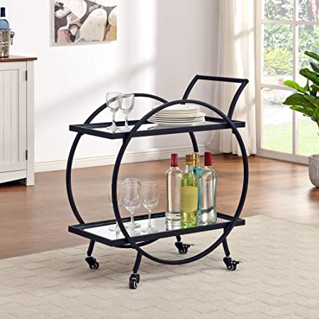 Photo 1 of FirsTime Odessa Mirrored Bar Cart in Black