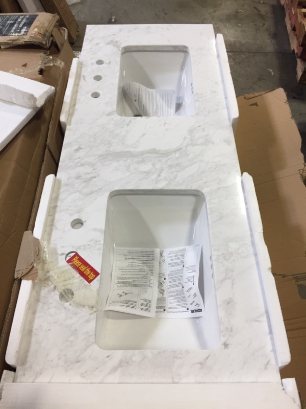 Photo 2 of  Ariston Natural Marble Undermount Bathroom Vanity Top (Common: 61-in x 22-in; Ac

