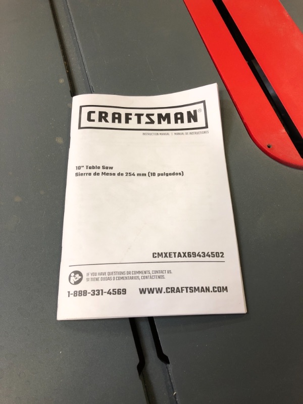 Photo 8 of CRAFTSMAN 10-in Carbide-tipped Blade 15-Amp Corded Table Saw
