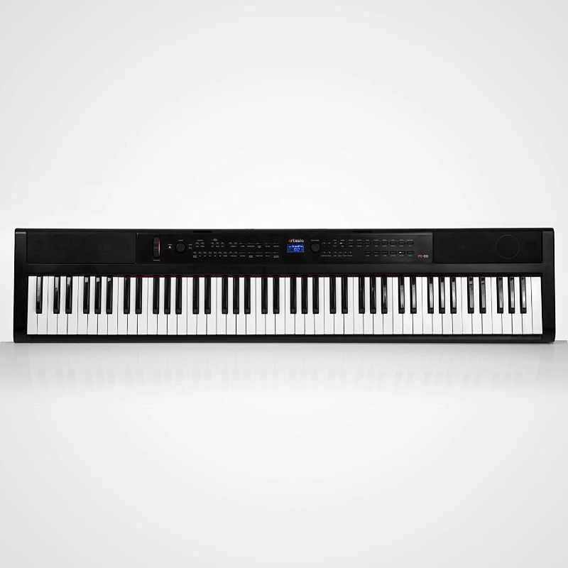 Photo 1 of Artesia PE-88 | 88 Key Digital Piano/Keyboard with Semi Weighted Action & Built In Speakers + 130 Premium 3D/3 Layer Voices & 100 Rhythms Fully Orchestrated + Power Supply + Sustain Pedal
