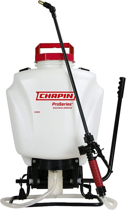 Photo 1 of CHAPIN 61800 4Gal Backpack Sprayer with Adjustable and Fan Nozzle , 4-Gallon, Translucent White
