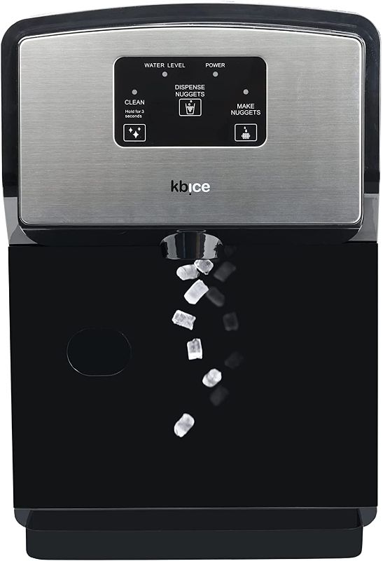 Photo 1 of KBice Self Dispensing Countertop Nugget Ice Maker, Crunchy Pebble Ice Maker, Sonic Ice Maker?Produces Max 30 lbs of Nugget Ice per Day, Stainless Steel Display Panel
