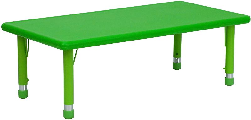 Photo 1 of Flash Furniture 24''W x 48''L Rectangular Green Plastic Height Adjustable Activity Table
