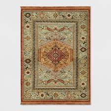 Photo 1 of 5'X7' Woven Accent Rug Floral Spiced Green - Threshold