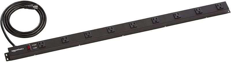 Photo 1 of Amazon Basics Heavy Duty Metal Surge Protector Power Strip with Mounting Brackets - 9-Outlet, 600-Joule (15A On/Off Circuit Breaker) generic 
