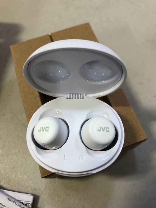 Photo 3 of JVC Gumy Mini True Wireless Earbuds Headphones, Bluetooth 5.1, Water Resistance(IPX4), Long Battery Life (up to 15 Hours) - HAZ55TW (White) USED BUT LOOKS NEW
