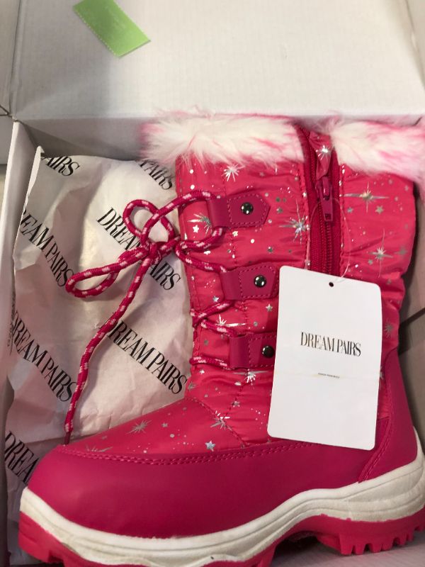 Photo 1 of Dream Pairs Kids Boys & Girls Winter Mid Calf Knee High Waterproof Winter Outdoor Snow Boots Nordic Pink Size 2