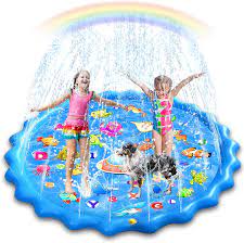 Photo 1 of Mosro Sprinkler Splash Pad for Kids, Inflatable Wading Pools Summer Kiddo Swimming Pool Spray Water Learning Toys Kiddie Pool Outdoor Alphabet Ocean Play Mat for Boys & Girls Age 1 2 3 4 5 + Year Old
