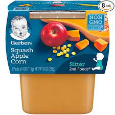 Photo 1 of Gerber 2nd Foods Squash, Apple & Corn Pureed Baby Food, 4 Ounce Tubs, 2 Count (Pack of 8)
 EXP MARCH 31 2022