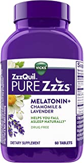 Photo 1 of ZzzQuil PURE Zzzs, Nightly Sleep, Melatonin Sleep Aid Tablets with Chamomile, Lavender, & Valerian Root, Drug-Free, 60 Tablets

