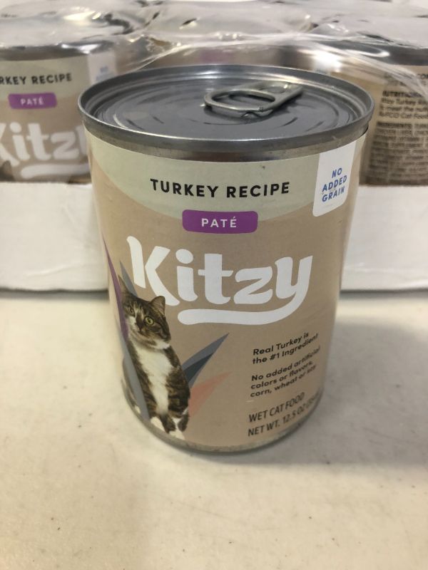 Photo 1 of Amazon Brand - Kitzy Wet Cat Food, Paté, No Added Grain, 12.5 oz cans, Pack of 12 (Turkey) BEST BY 09.10.2024