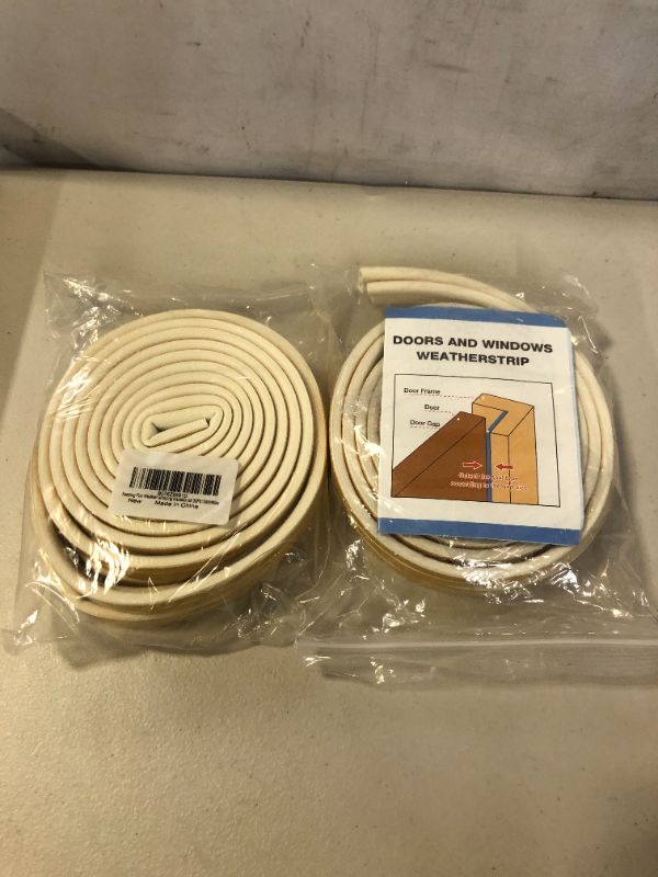 Photo 2 of 33Feet Long Weather Stripping, Insulation Weatherproof Doors and Windows Seal Strip, Collision Avoidance Rubber Self-Adhesive Weatherstrip, 2 Rolls (White) (2 pack)