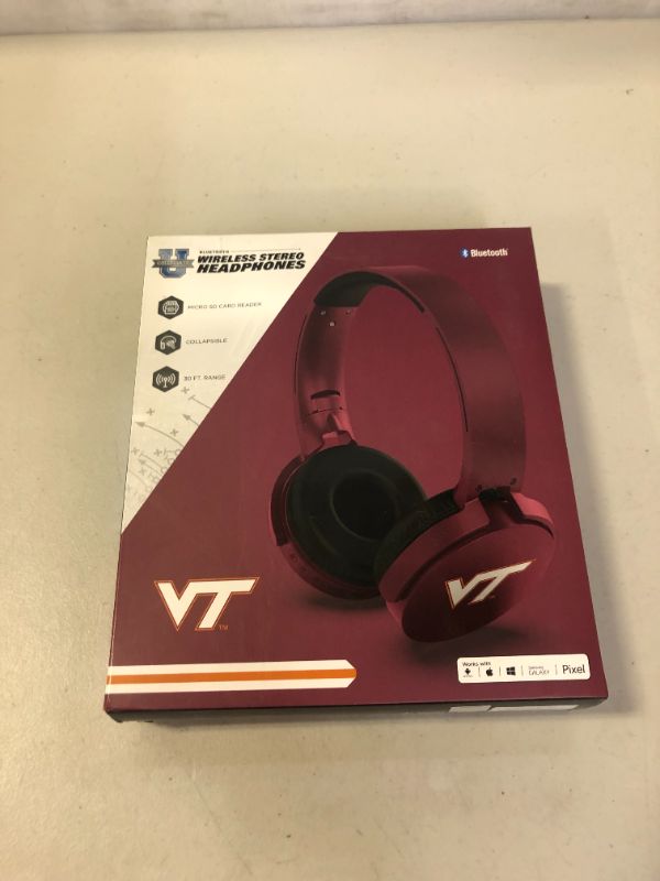 Photo 2 of SOAR NCAA Wireless Bluetooth Headphones Virginia Tech Hokies