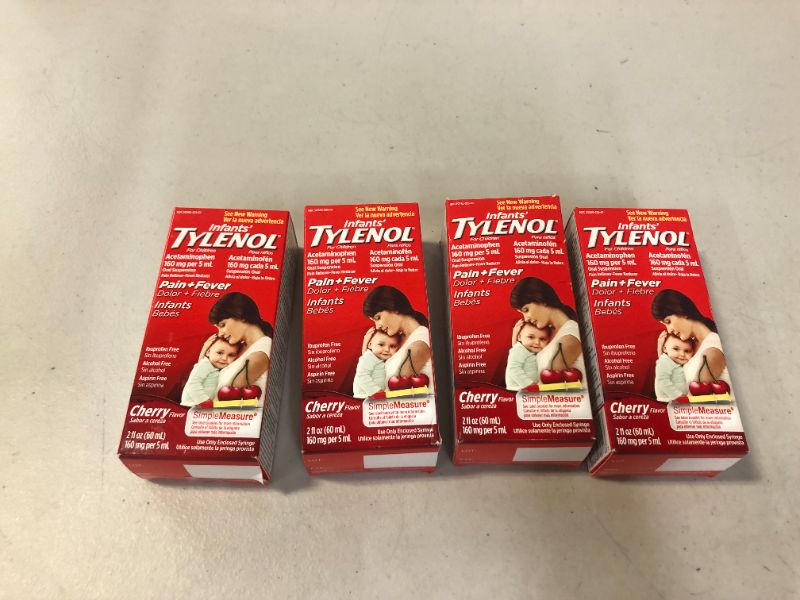 Photo 2 of Infants' Tylenol Acetaminophen Liquid Medicine, Cherry, 2 fl. oz (4 PACK) best by 03.2022