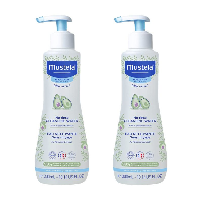 Photo 1 of Mustela Baby Cleansing Water - No-Rinse Micellar Water - with Natural Avocado & Aloe Vera - for Baby's Face, Body & Diaper - Various Sizes - 1 or 2-Pack
