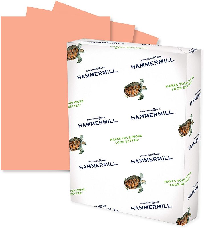 Photo 1 of Hammermill Colored Paper, 24 lb Salmon Printer Paper, 8.5 x 11-1 Ream (500 Sheets) - Made in the USA, Pastel Paper, 103120R
