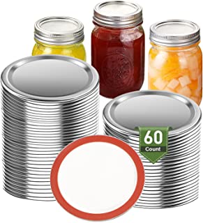 Photo 1 of 60-Count Wide Mouth Canning Lids for Ball, Kerr Jars - Split-Type Leak-Proof Mason Jar Lids for Canning 100% Fit & Airtight for Wide Mouth Mason Jars (60Pcs 86MM Silver)