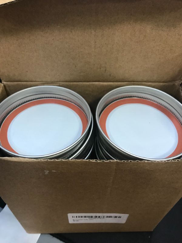 Photo 2 of YUIISENN CANNING LIDS AND RINGS REGUALR MOUTH MASON JAR LIDS WITH SILICONE SEALS 24 PCS 70 MM