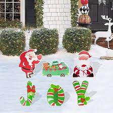 Photo 1 of dffa 6 Packs Christmas Decorations Outdoor Yard Sign , Xmas Holiday Winter Yard Sign with Stakes for Home Lawn Garden Pathway Joy Gnomes Santa Holiday Outside Decor Signs 15”x 10”. 
