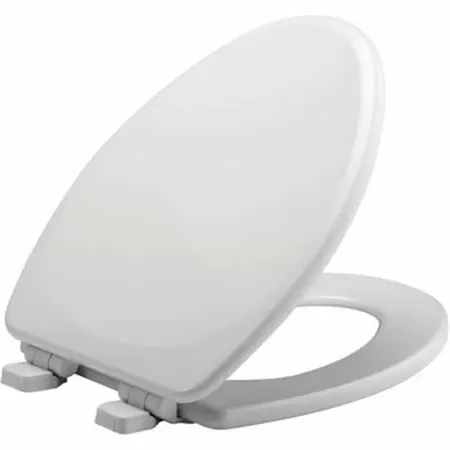 Photo 1 of  Mayfair Slow Close Elongated White Molded Wood Toilet Seat