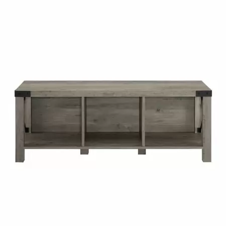 Photo 1 of  48" Farmhouse Wood & Metal Entry Bench - Grey Wash