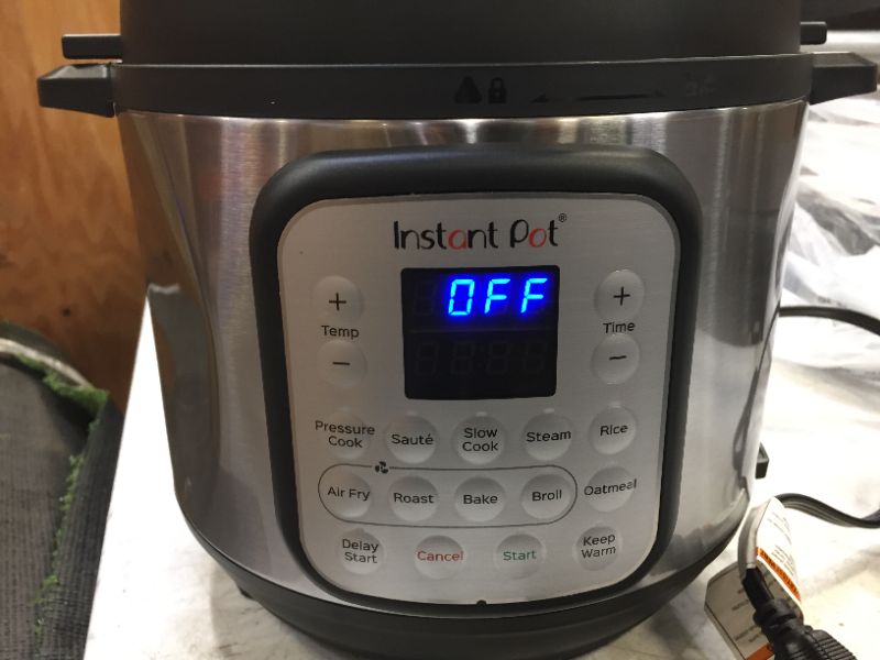 Photo 7 of Instant Pot Duo Crisp 9-in-1 Electric Pressure Cooker with Air Fryer Lid and Sealing Ring, Stainless Steel, Pressure Cook, Slow Cook, Air Fry, Roast, Steam, Sauté, Bake, Broil and Keep Warm
