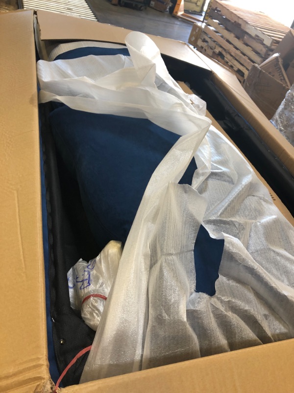 Photo 1 of BOX 2 ONLY Modern Large Velvet Fabric U-Shape Sectional Sofa, Double Extra Wide Chaise Lounge Couch (Navy) MISSING BOX 1 AND BOX 3