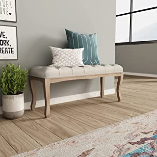 Photo 1 of Crestlive Products Upholstered Tufted Bench, Wood Bed Ottoman Middle Century Modern Rectangular Footrest for Bedroom Entryway Channel (Beige)
