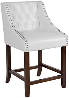 Photo 1 of Flash Furniture 24" White Leather/Wood Stool